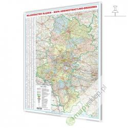 Śląskie administracyjno-drogowa 92x108cm. Mapa do wpinania.