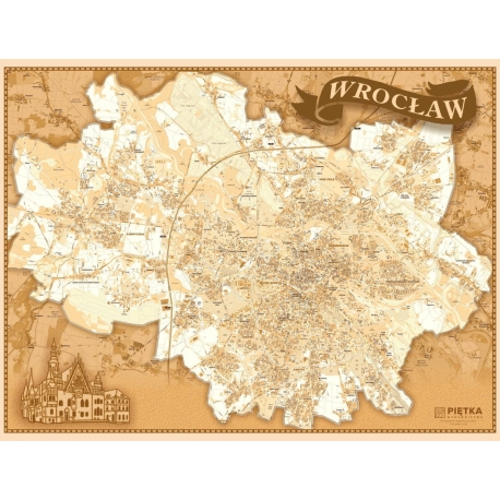 Wrocław - plan miasta stylizowany 140x105cm. Mapa ścienna.