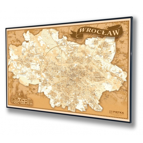 Wrocław-plan miasta stylizowany 140x100cm. Mapa magnetyczna.