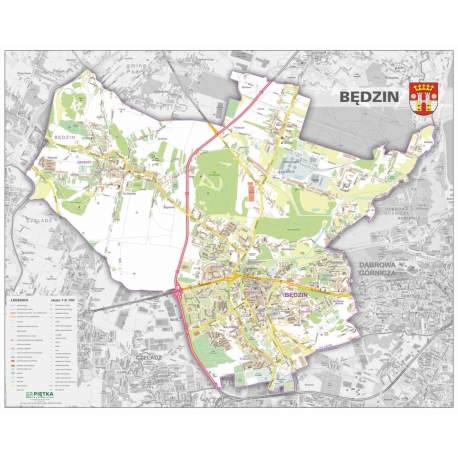 Będzin-plan miasta 120x98cm. Mapa ścienna.