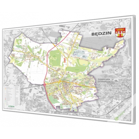 Będzin - plan miasta 102x98cm. Mapa do wpinania.