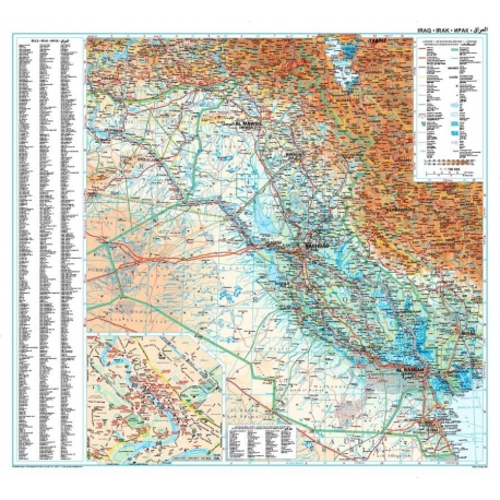 M-DR Irak fizyczno -drog.1:750tys. GiziM Mapa scienna 80x68cm