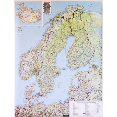 Europa Północna. Skandynawia 95x115cm. Mapa ścienna.