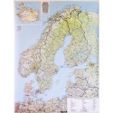 Europa Północna. Skandynawia drogowa 94x116cm. Mapa ścienna.