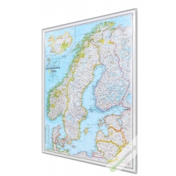 Skandynawia/Islandia, Norwegia, Szwecja, Finlandia, Dania, Litwa, Łotwa, Estonia 64x78cm. Mapa do wpinania.