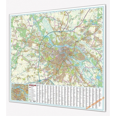 Wriocław - plan miasta 139x134cm. Mapa w ramie aluminiowej.