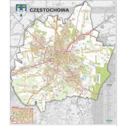 Częstochowa-plan miasta 100x120cm. Mapa ścienna.