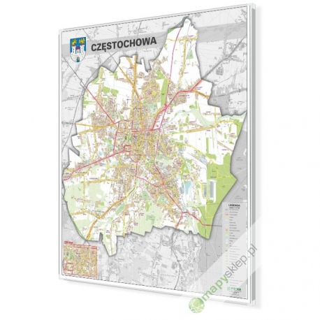 Częstochowa - plan miasta 100x120cm. Mapa magnetyczna.