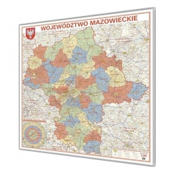 Mazowieckie administracyjno-drogowa 125x135 cm. Mapa w ramie aluminiowej.