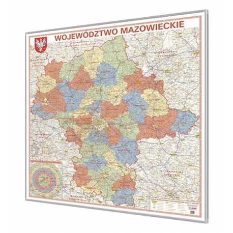 Mazowieckie 125x135 cm. Mapa w ramie aluminiowej.