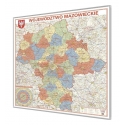 Mazowieckie administracyjno-drogowa 125x135 cm. Mapa w ramie aluminiowej.