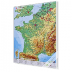Francja fizyczna 120x160 cm. Mapa w ramie aluminowej.