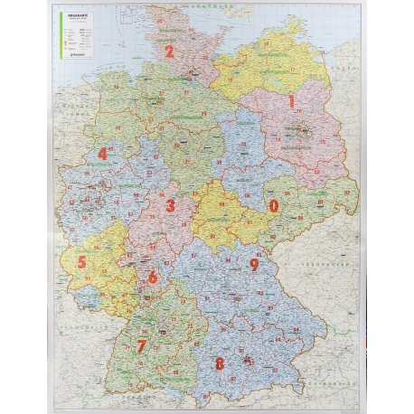 M-DR Niemcy adm-drog.z kod.poczt.1:700ty Mapa scienna 100x130cm Bacher Orga-Karte