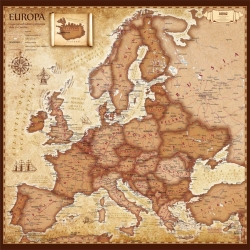 Europa stylizowana samochodowo-polityczna 104x100cm. Mapa ścienna.