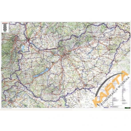 Węgry drogowa 146x94cm. Mapa ścienna.
