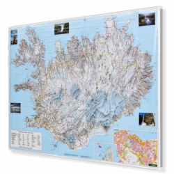 Islandia  drogowo-fizyczna 140x98cm. Mapa do wpinania.