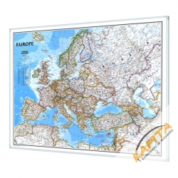 Europa Polityczna 84x60 cm. Mapa w ramie aluminiowej.