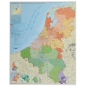 Benelux (Belgia, Holandia, Luksemburg) administracyjna z kodami pocztowymi 98x136cm. Mapa ścienna.