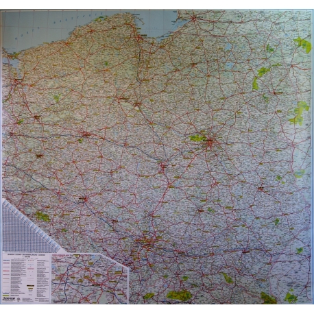 Polska drogowa 205x200cm. Mapa ścienna.