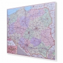 Polska administracyjno-drogowa 150x138cm. Mapa w ramie aluminiowej.