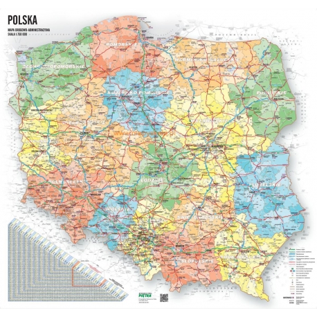 Polska administracyjno-drogowa 104x92cm. Wersja Strong. Mapa ścienna.
