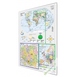 Świat, Europa, Polska polityczna 114x154cm. Mapa magnetyczna.