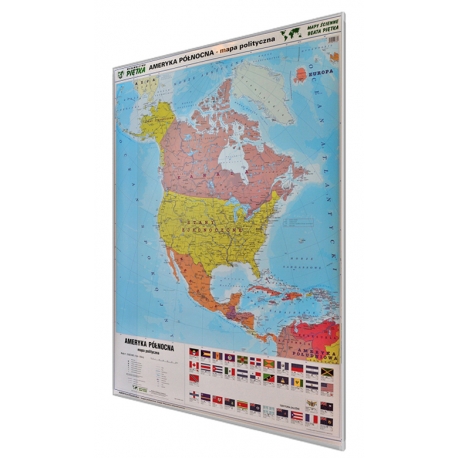Ameryka Północna polityczna/fizyczna 104x138cm. Mapa w ramie aluminiowej.