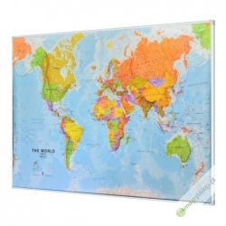 Świat Polityczny 200x122cm. Mapa w ramie aluminiowej.