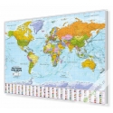 Świat Polityczny 138x98cm. Mapa w ramie aluminiowej.
