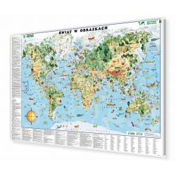 Świat w obrazkach dla dzieci 148x98cm. Mapa w ramie aluminiowej.