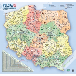 Polska kodowo-drogowa 104x94cm. Mapa ścienna.