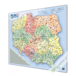 Polska kodowa 100x92cm. Mapa w ramie aluminiowej.