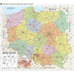 Polska Administracyjno-drogowa 122x104cm. Mapa ścienna.