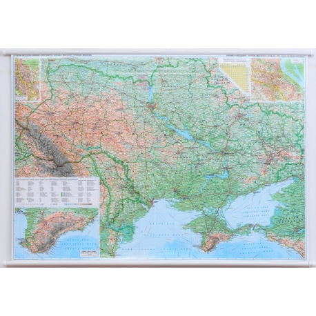 Ukraina i Mołdawia fizyczno-drogowa 130x90cm. Mapa ścienna