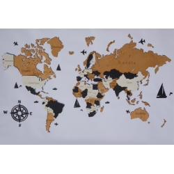 Świat 3D granice,państwa,stolice,stany Mapa drewniana świata 3D 90x56cm b.dodatków