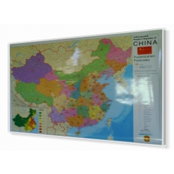 Chiny administracyjno-drogowa z kodami 140x100cm. Mapa magnetyczna.