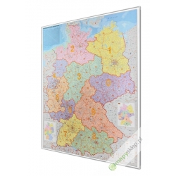 Niemcy administracyjna z kodami pocztowymi 107x135cm. Mapa magnetyczna.