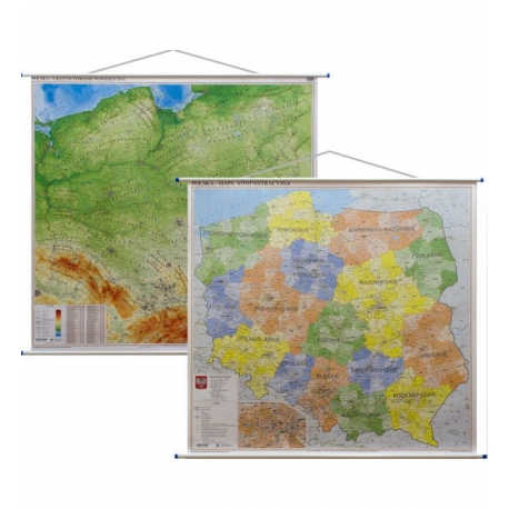 Polska fizyczna/administracyjna 154x140cm. Mapa ścienna dwustronna.