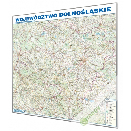 Dolnośląskie krajoznawczo-drogowa 125x117 cm. Mapa do wpinania.