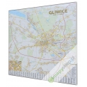 Gliwice - plan miasta 126x138cm. Mapa w ramie aluminiowej.