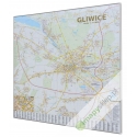 Gliwice - plan miasta 126x138cm. Mapa w ramie aluminiowej.