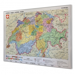 Szwajcaria polityczna 160x120cm. Mapa w ramie aluminiowej.