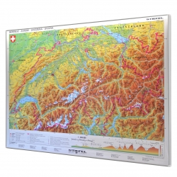 Szwajcaria fizyczna 160x120 cm. Mapa do wpinania.