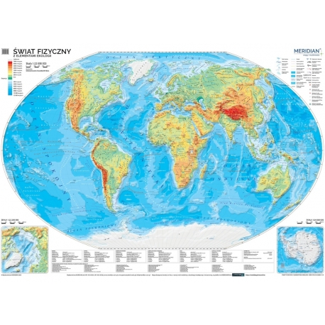 M-DR Świat Fizyczny 1:20 mln. Meri Mapa ścienna 195x140cm