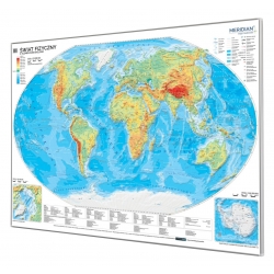 Świat Fizyczny 195x140cm. Mapa w ramie aluminiowej.