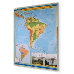 Ameryka Południowa ukształtowanie powierzchni 120x160cm. Mapa magnetyczna.