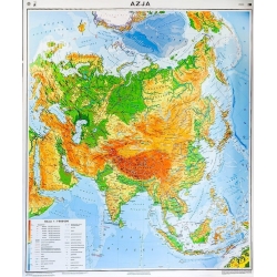 Azja fizyczna 150x178cm. Mapa w ramie aluminiowej.
