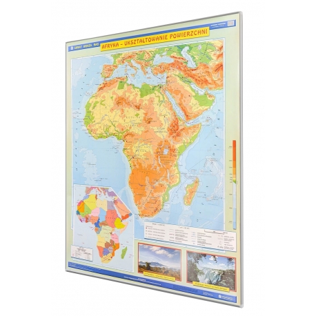Afryka ukształtowanie powierzchni 120x160cm. Mapa w ramie aluminiowej.