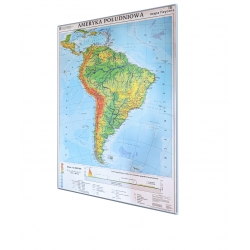Ameryka Południowa fizyczna 120x160cm. Mapa w ramie aluminiowej.