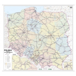Polska linie kolejowe 104x94cm. Mapa ścienna.